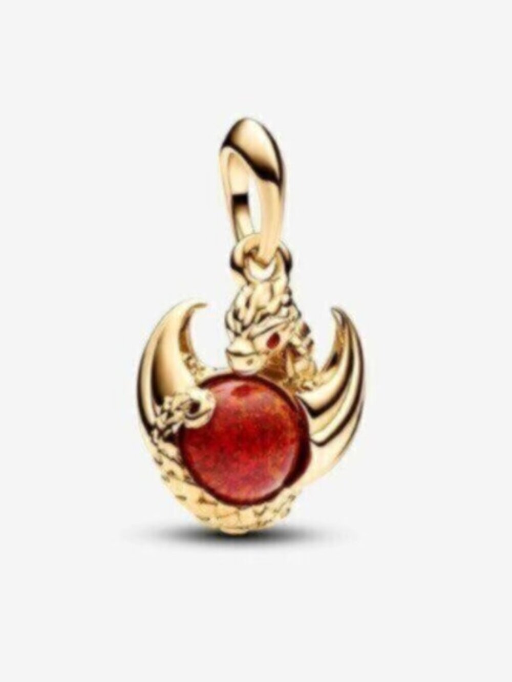 Pandora Gold Dragon Charm with Red Orb
